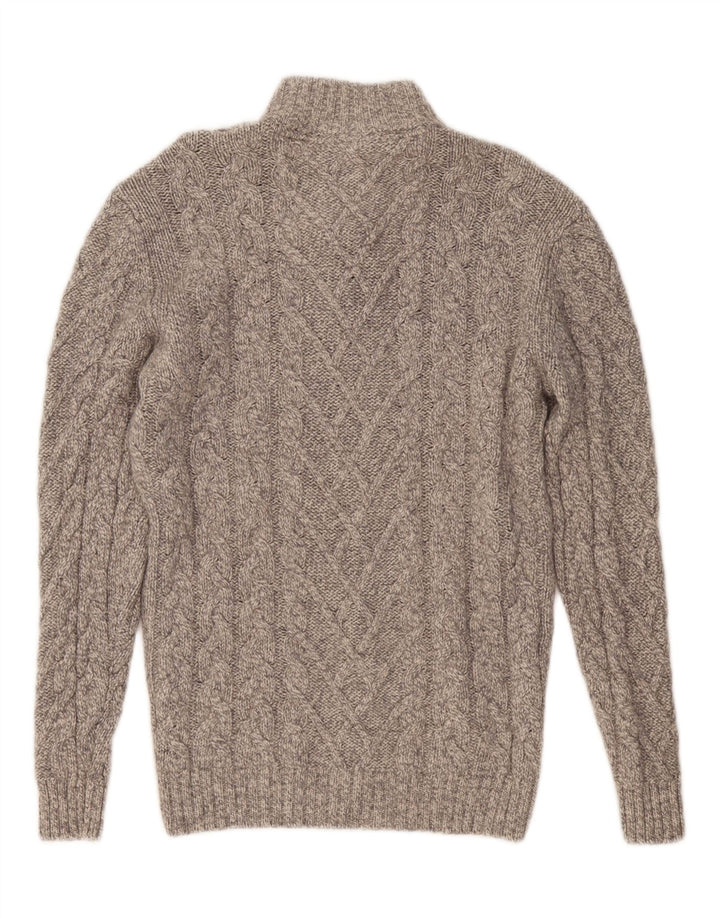 WESTBURY Herre Button Neck Jumper Sweater Medium Grey Uld