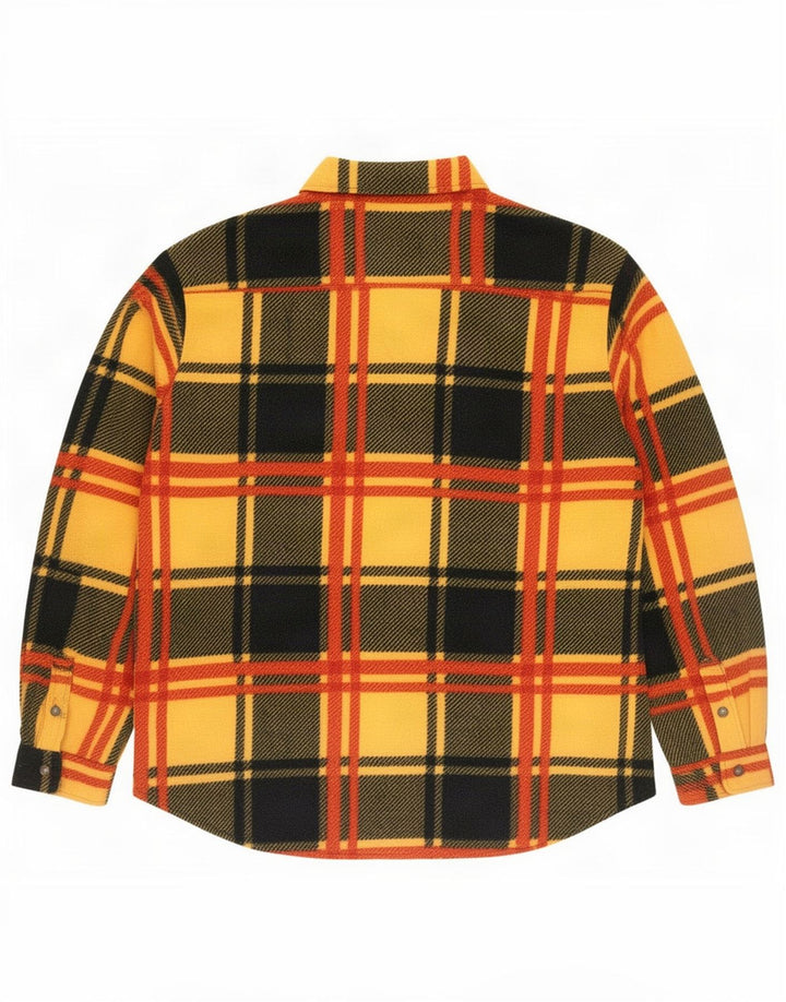Vintage fleeceskjorte til mænd, stor flerfarvet plaid