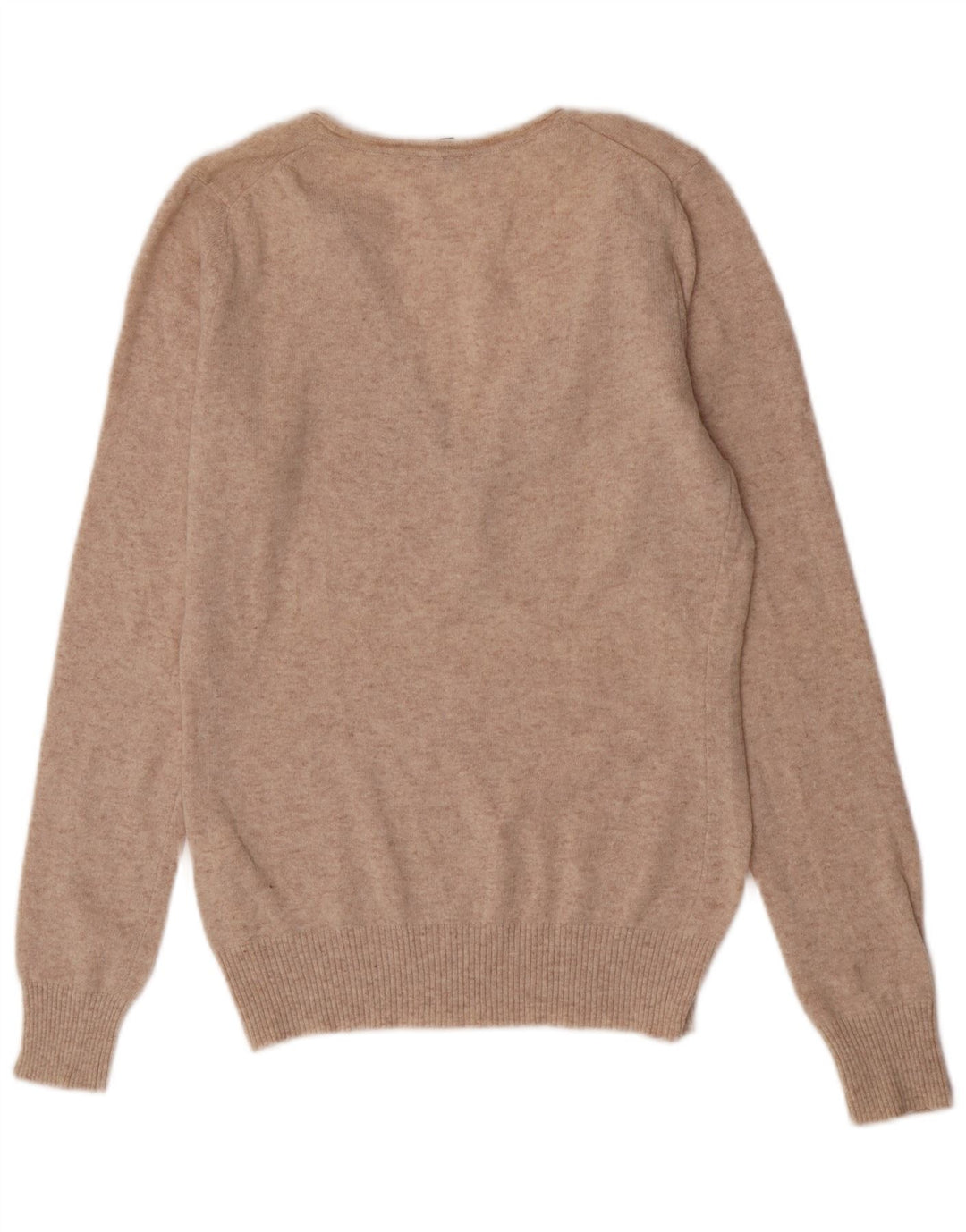 Benetton Dame V-hals sweater UK 14 Stor Beige Uld