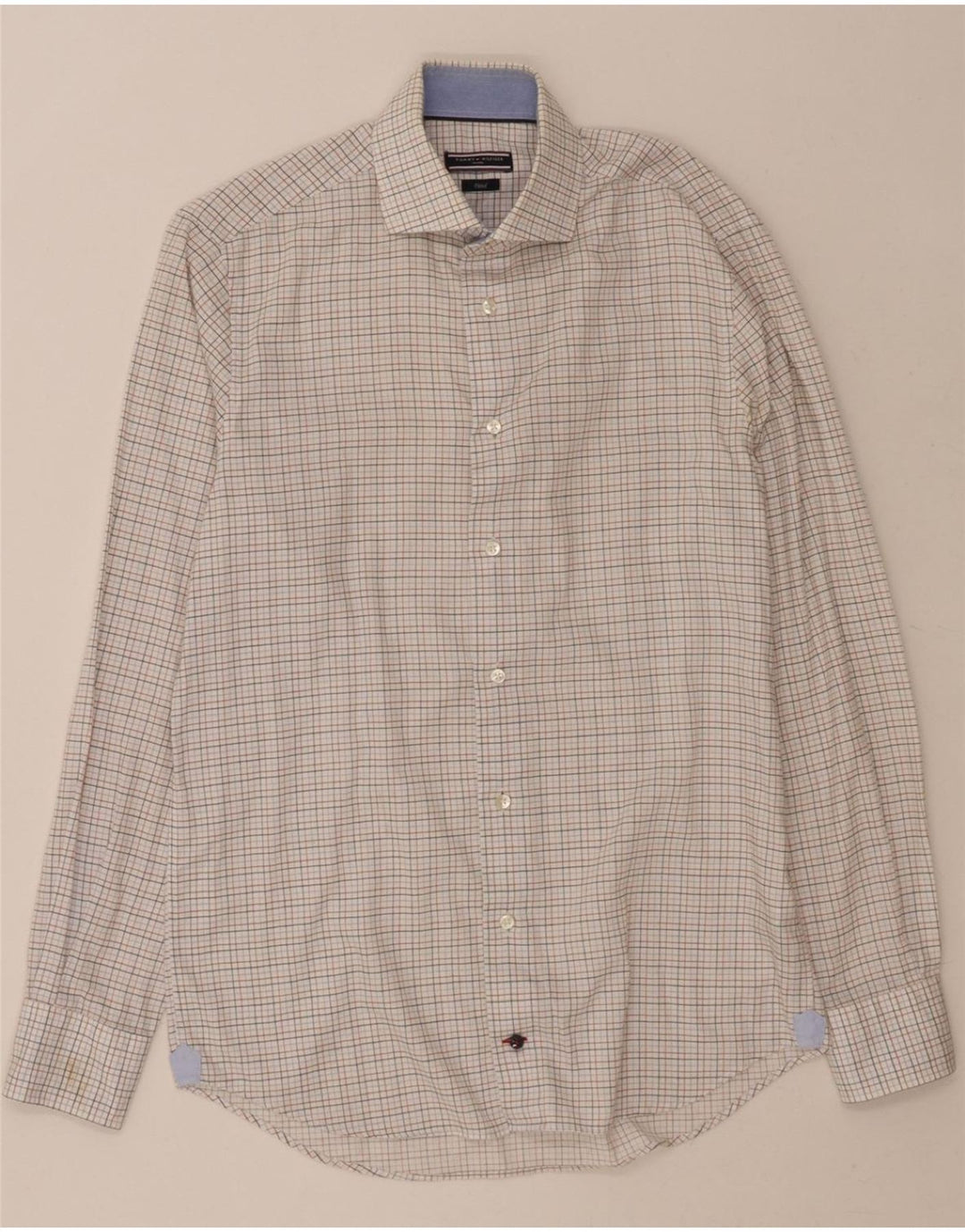 TOMMY HILFIGER Mens Tailored Shirt Size 37 14 1/2 Small White Check Cotton Vintage Tommy Hilfiger and Second-Hand Tommy Hilfiger from Messina Hembry 