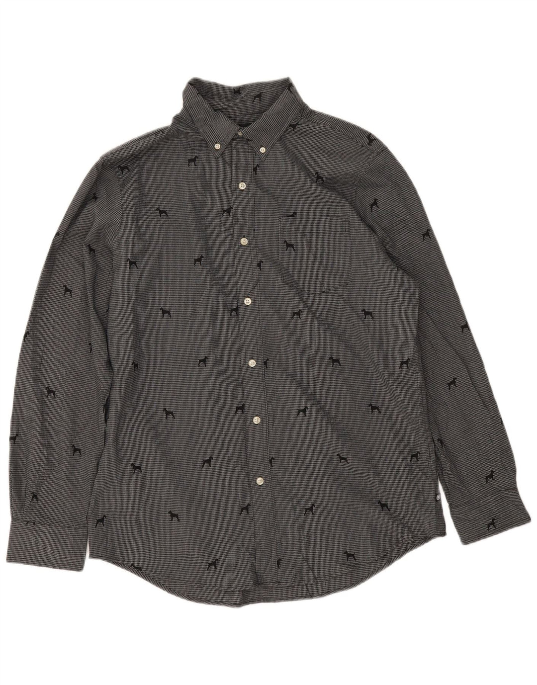 Chaps Herreskjorte Medium Grå Houndstooth Bomuld