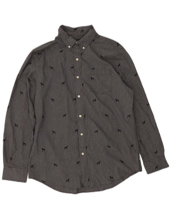 Chaps Herreskjorte Medium Grå Houndstooth Bomuld