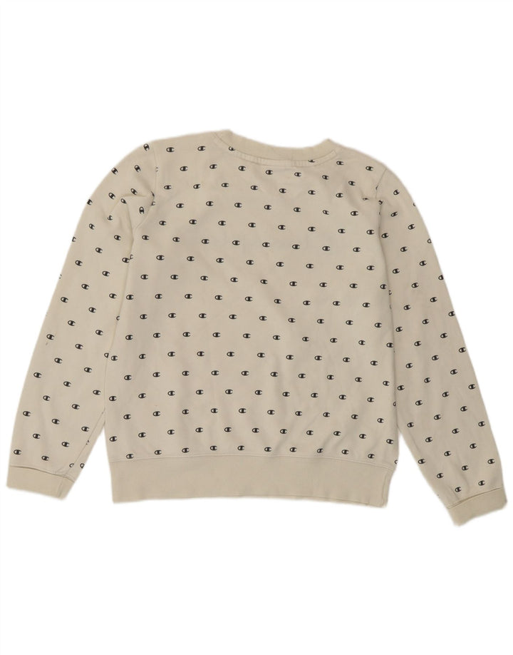 Champion Dame Grafisk Sweatshirt Jumper UK 14 Medium White