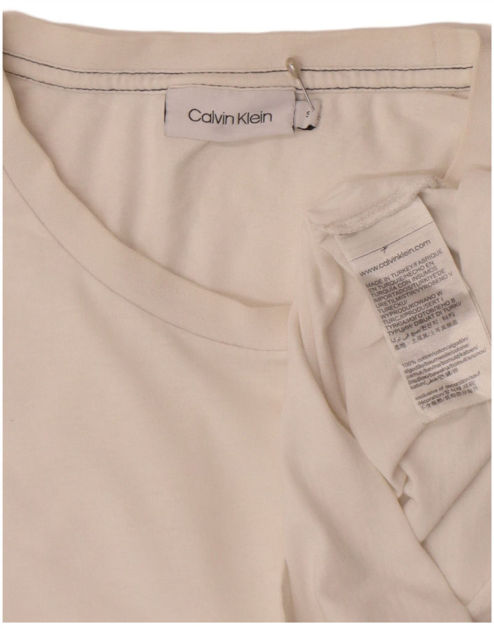 Calvin Klein Herre T-Shirt Top Lille Hvid Bomuld