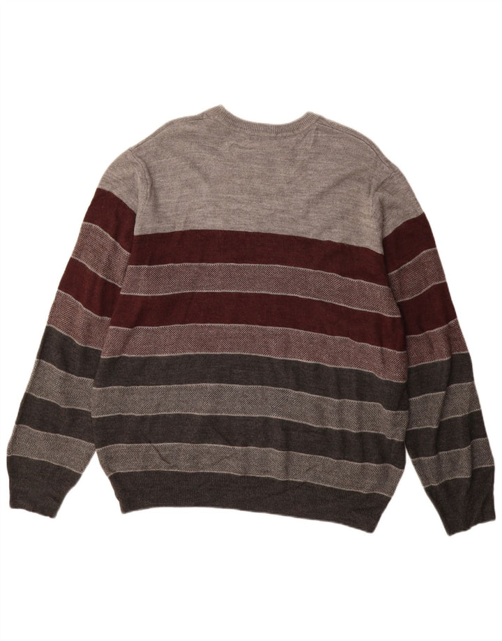 Dockers herre rund hals sweater XL flerfarvet stribet akryl