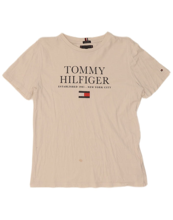 Tommy Hilfiger drenge grafisk t-shirt top 15-16 år hvid bomuld