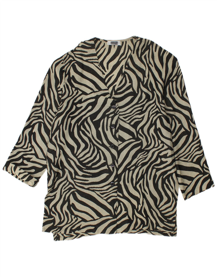 PERTE BY KRIZIA Womens Blazer Jacket UK 14 Medium Beige Animal Print