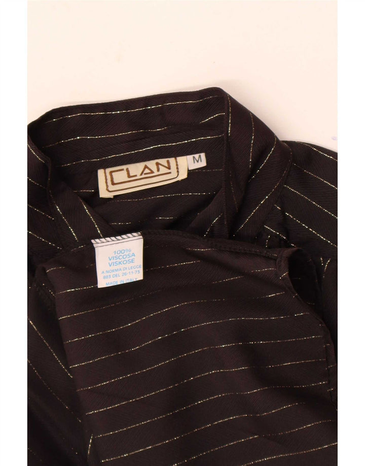 Vintage dameskjortebluse UK 14 Medium Black Pinstripe