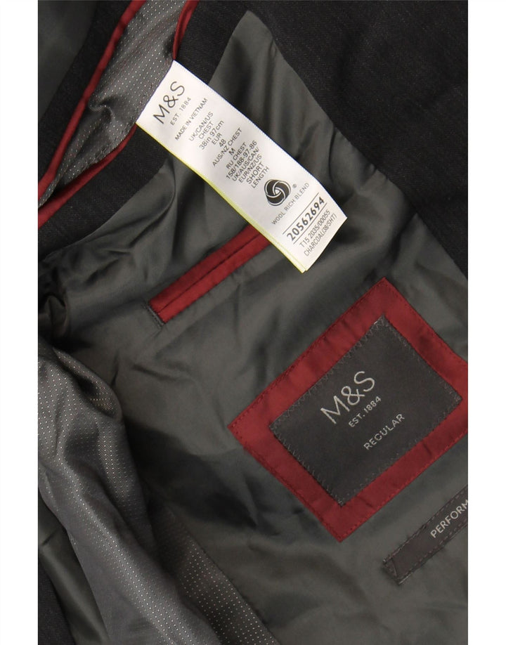 Marks & Spencer Herre 2-knaps blazerjakke UK 38 Medium Grey Wool