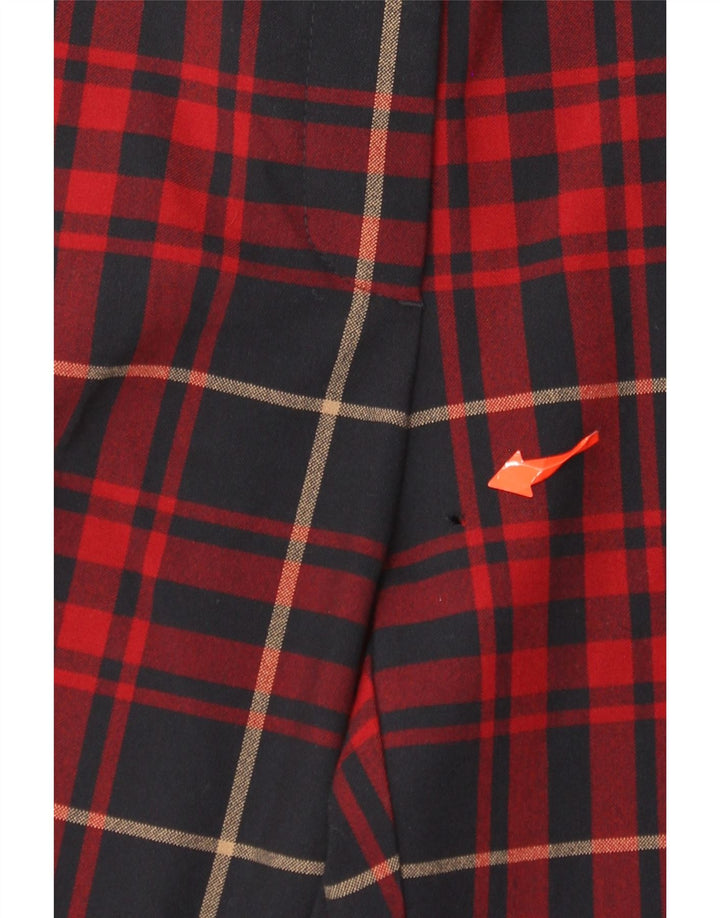 Zara Dame Slim Casual Bukser Små W26 L27 Rød Plaid