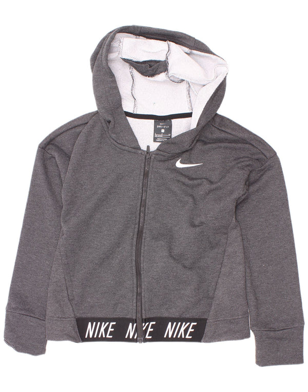 Nike piger Dri Fit hættetrøje med lynlås 8-9 år Small Grey Colourblock