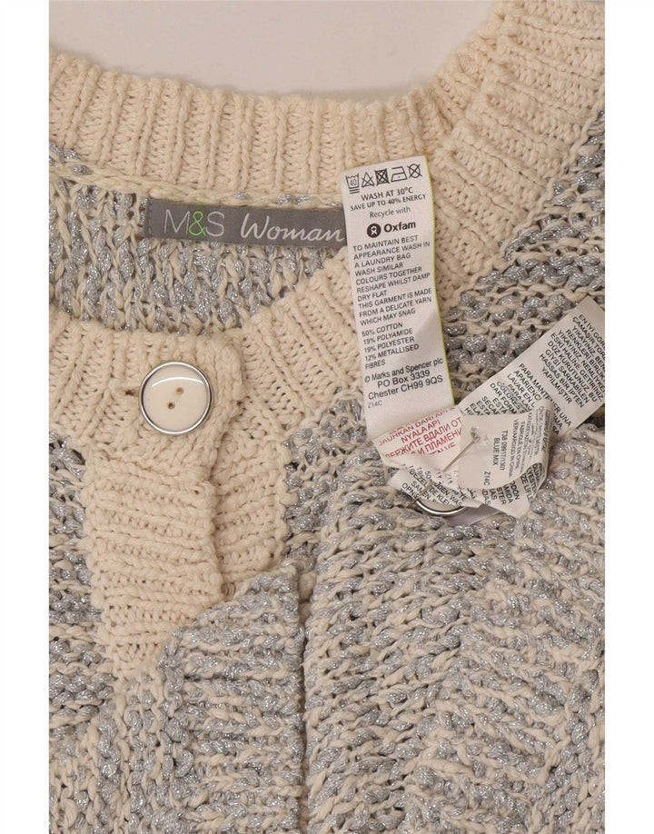 Marks & Spencer Dame Cardigan Sweater UK 12 Medium Sølv Flecked