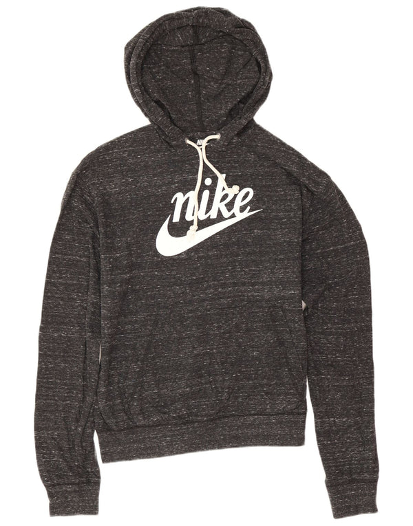 Nike Dame Graphic Relaxed Fit Hoodie Jumper UK 10 Small Grey Flecked