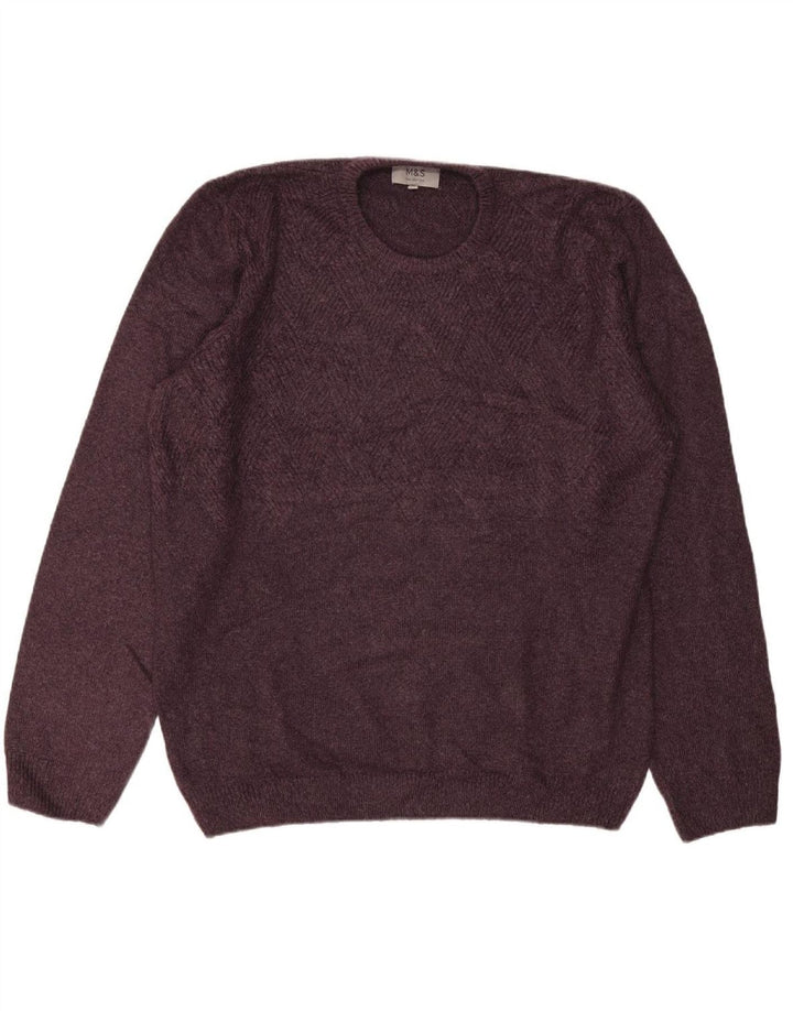 MARKS & SPENCER Mens Crew Neck Jumper Sweater XL Purple Acrylic