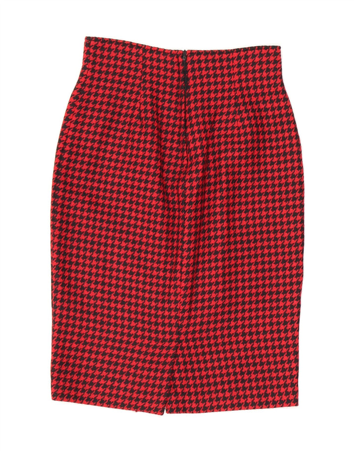 LAURA BIAGIOTTI Womens Pencil Skirt IT 42 Medium W28 Red Houndstooth Wool Vintage Laura Biagiotti and Second-Hand Laura Biagiotti from Messina Hembry 