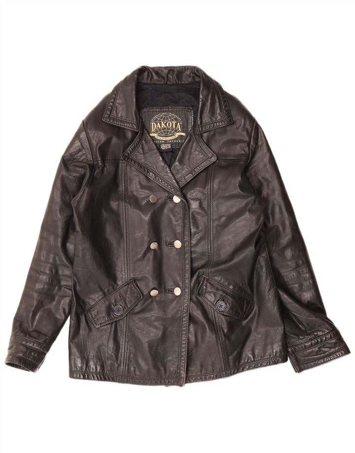 DAKOTA Dame Læderjakke UK 16 Stor Sort Læder Classic