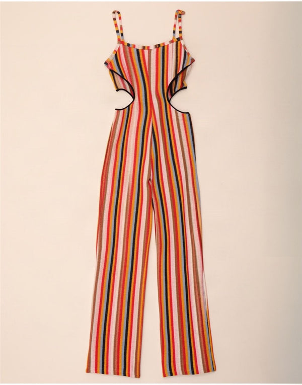 Zara Dame Jumpsuit UK 10 Small L30 Flerfarvet stribet bomuld