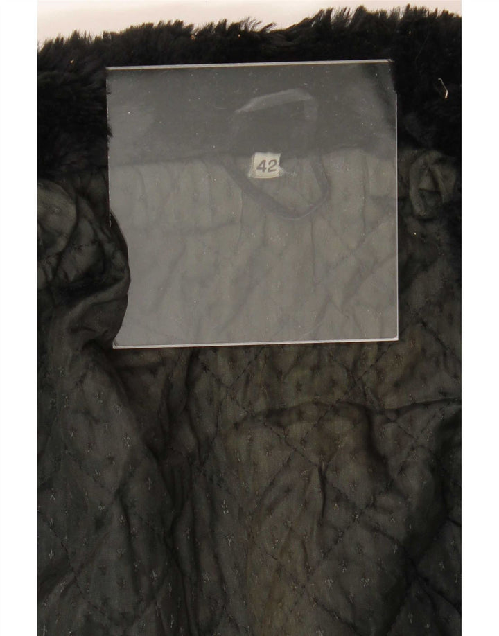 Vintage Dame Åben Læderjakke IT 42 Medium Sort