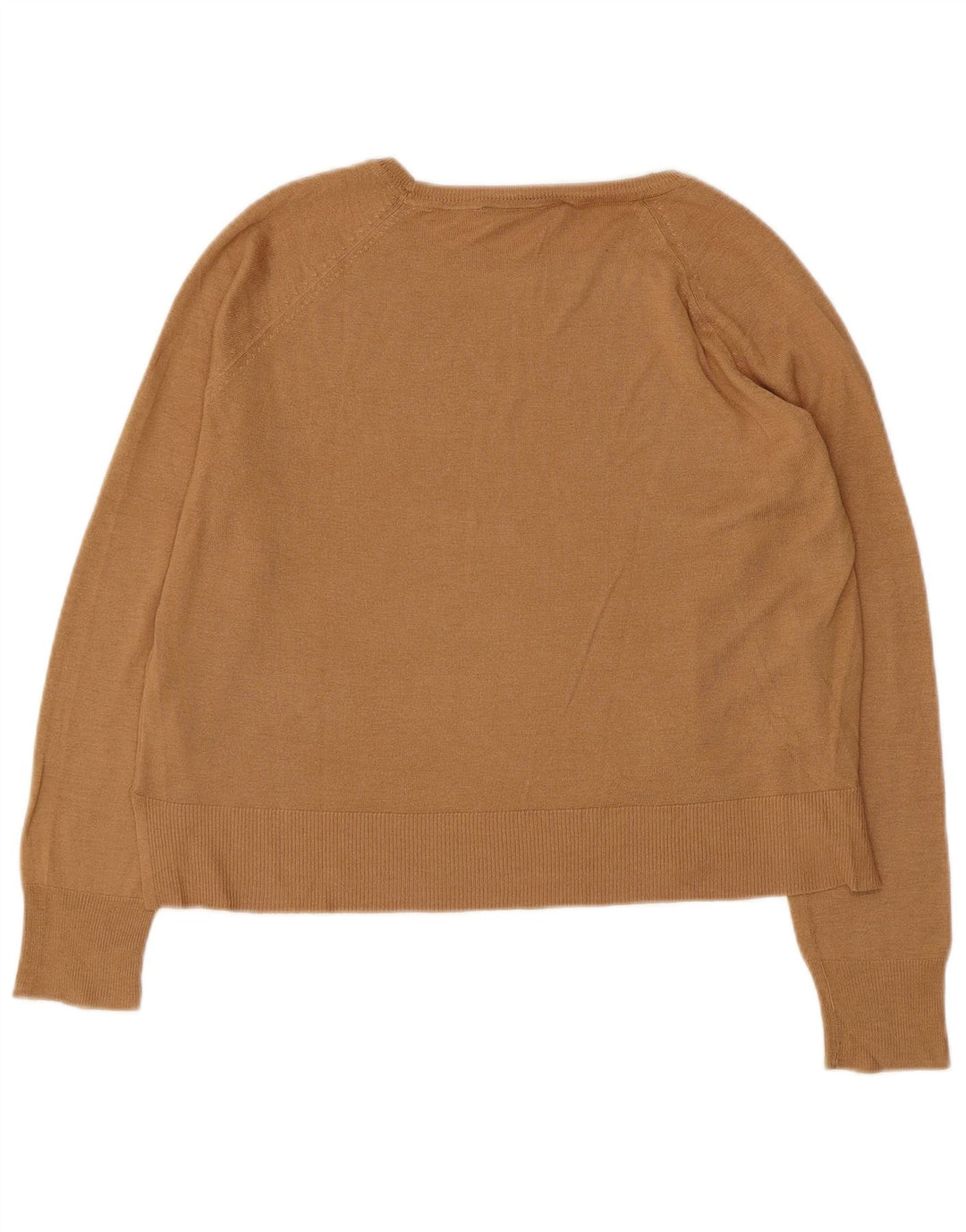 ZARA Womens Crop Oversized Boat Neck Jumper Sweater UK 10 Small Brown