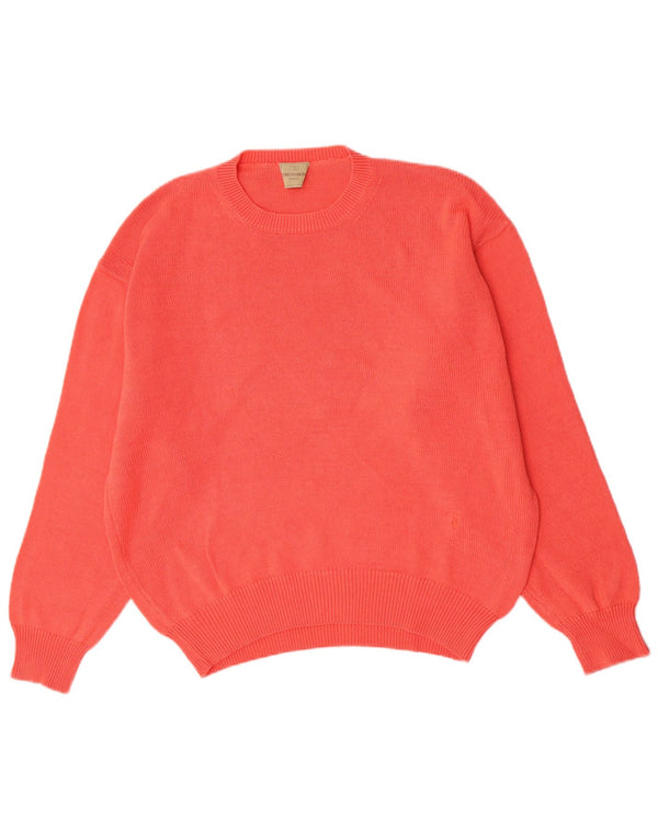 Trussardi Womens Oversized Crew Neck Jumper Sweater UK 10 Small Pink Bomuld