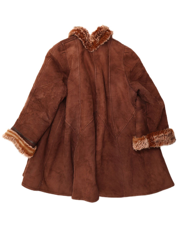 Vintage Dame Shearling Coat UK 18 XL Brun