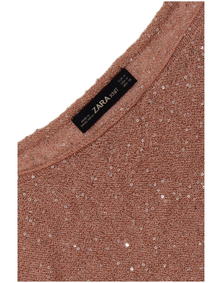 Zara Dame Boat Neck Jumper Sweater UK 14 Medium Pink