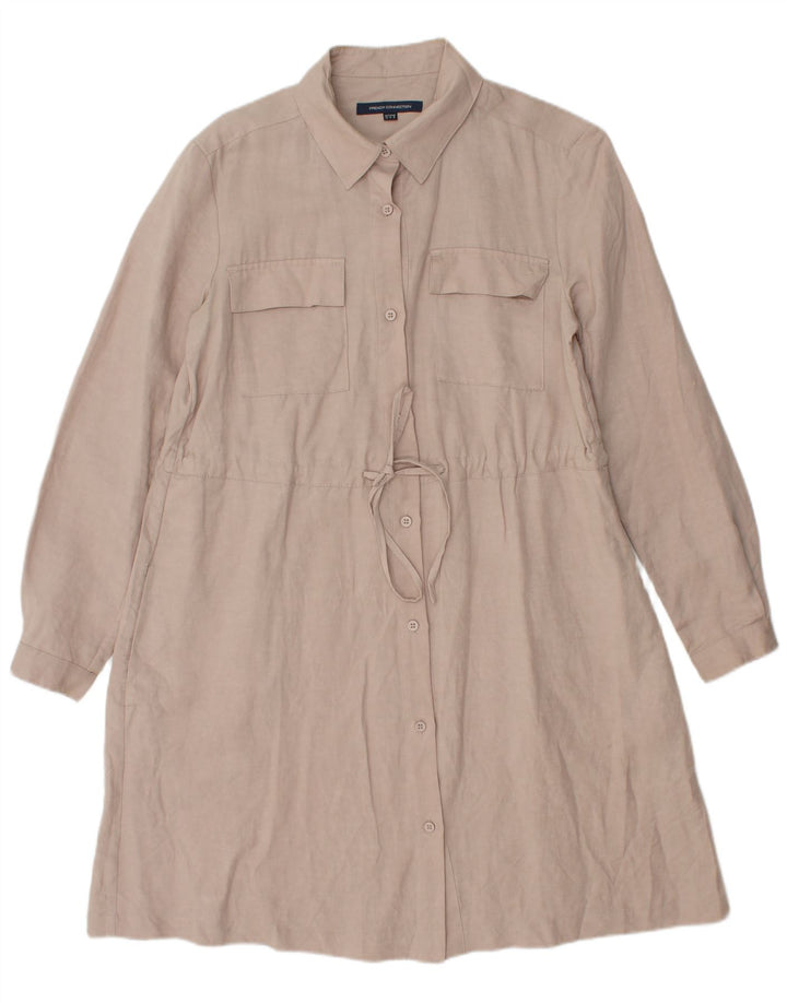 FRENCH CONNECTION Womens Shirt Dress UK 12 Medium  Beige Linen