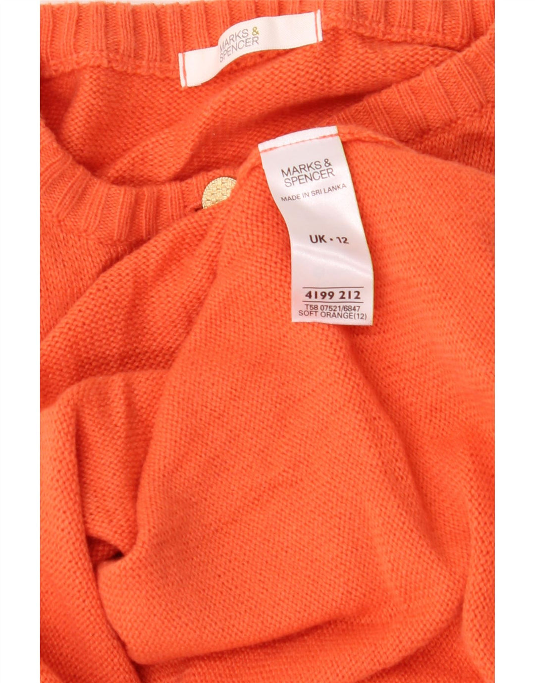 MARKS & SPENCER Dame cardigan sweater UK 12 Medium Orange Akryl
