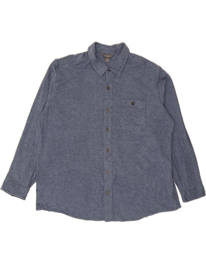 EDDIE BAUER Mens Flannel Shirt 2XL Blue Pinstripe Cotton Vintage Eddie Bauer and Second-Hand Eddie Bauer from Messina Hembry 