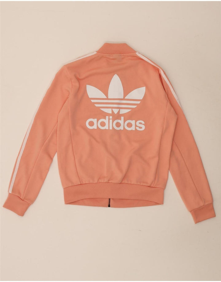 Adidas Dame Grafisk Træningsdragt Top Jacket UK 8 Lille Pink Polyester
