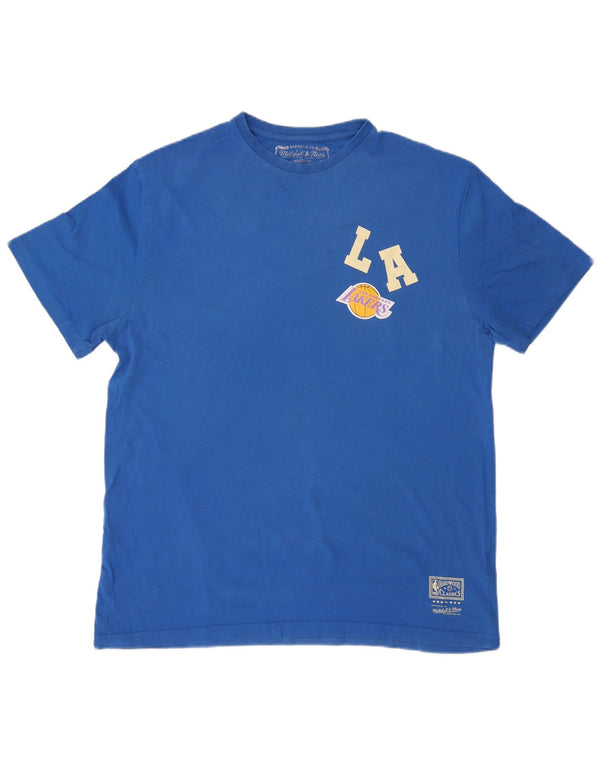 MITCHELL & NESS Herre Los Angeles Lakers Grafisk T-Shirt Top XL Blå Bomuld