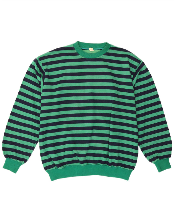 Vintage sweatshirt til mænd, stor grøn stribet bomuld