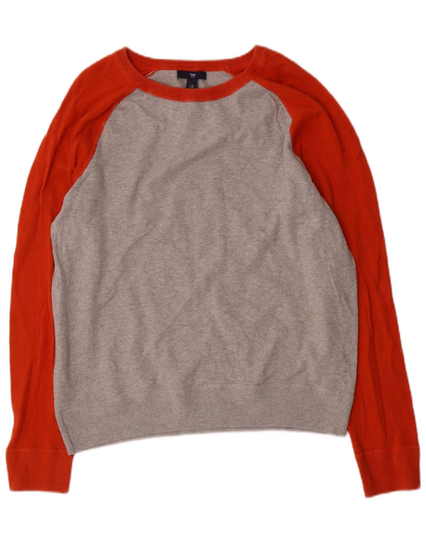 Gap Womens Boat Neck Jumper Sweater UK 14 Medium Grey Colourblock Bomuld