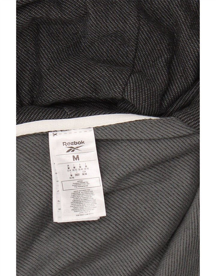 REEBOK Womens Oversized Zip Hoodie Sweater UK 12/14 Medium Grey Cotton Vintage Reebok and Second-Hand Reebok from Messina Hembry 