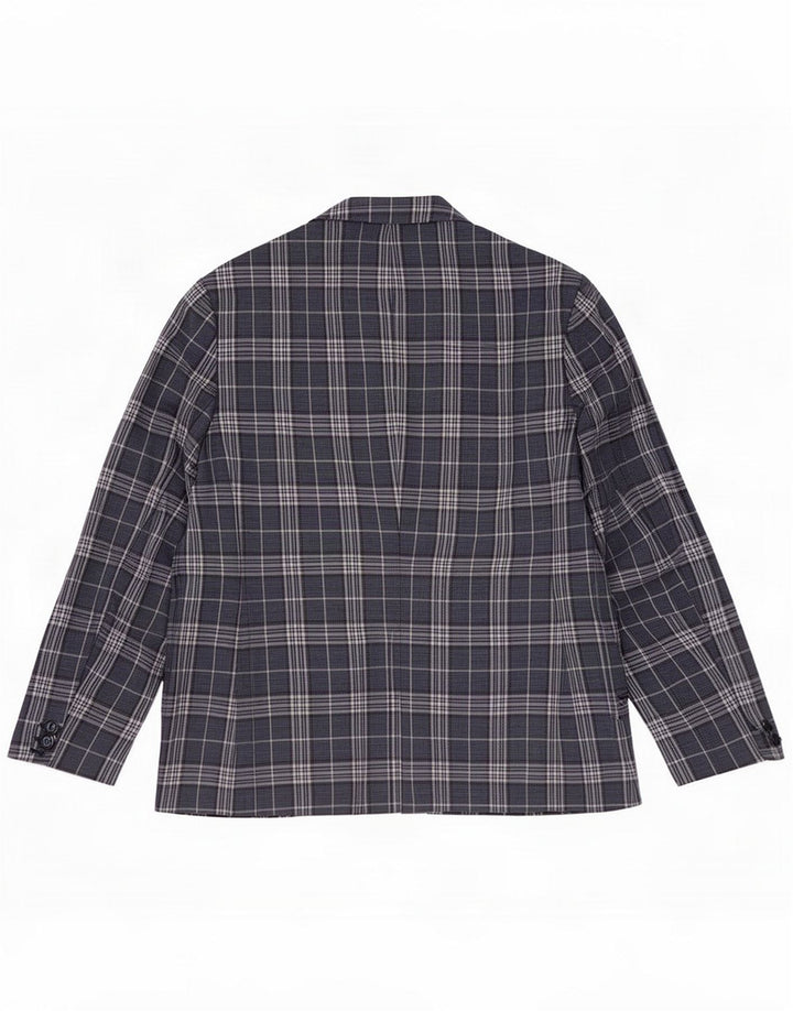 Vintage Herre 2-knaps Blazer Jacket IT 50 Large Blue Check Linen