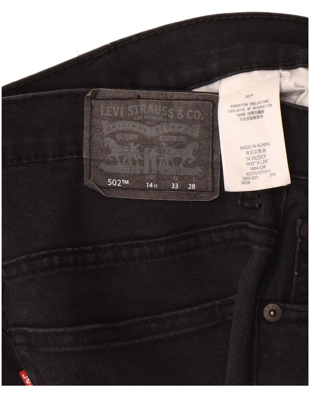 Levi's Boys 502 Regular Tapered Jeans 13-14 år W33 L28 Sort bomuld