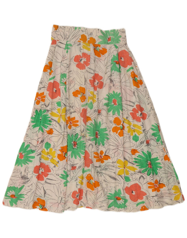 Vintage kvinders højtaljede A-linje nederdel W24 XS flerfarvet blomster