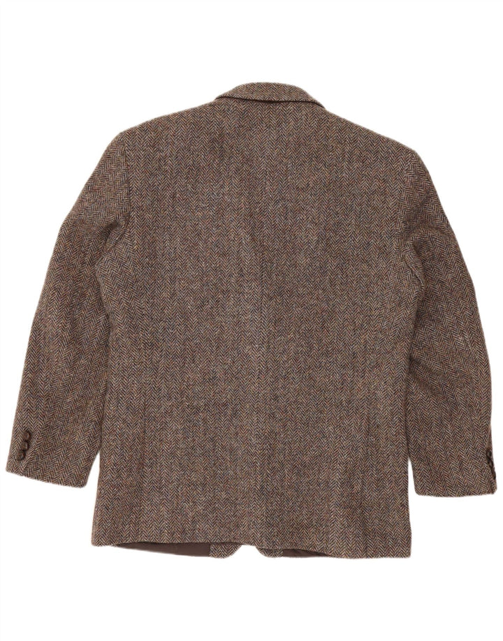 Harris Tweed Herre 2-knaps blazerjakke UK 40 Stor brun sildebensuld