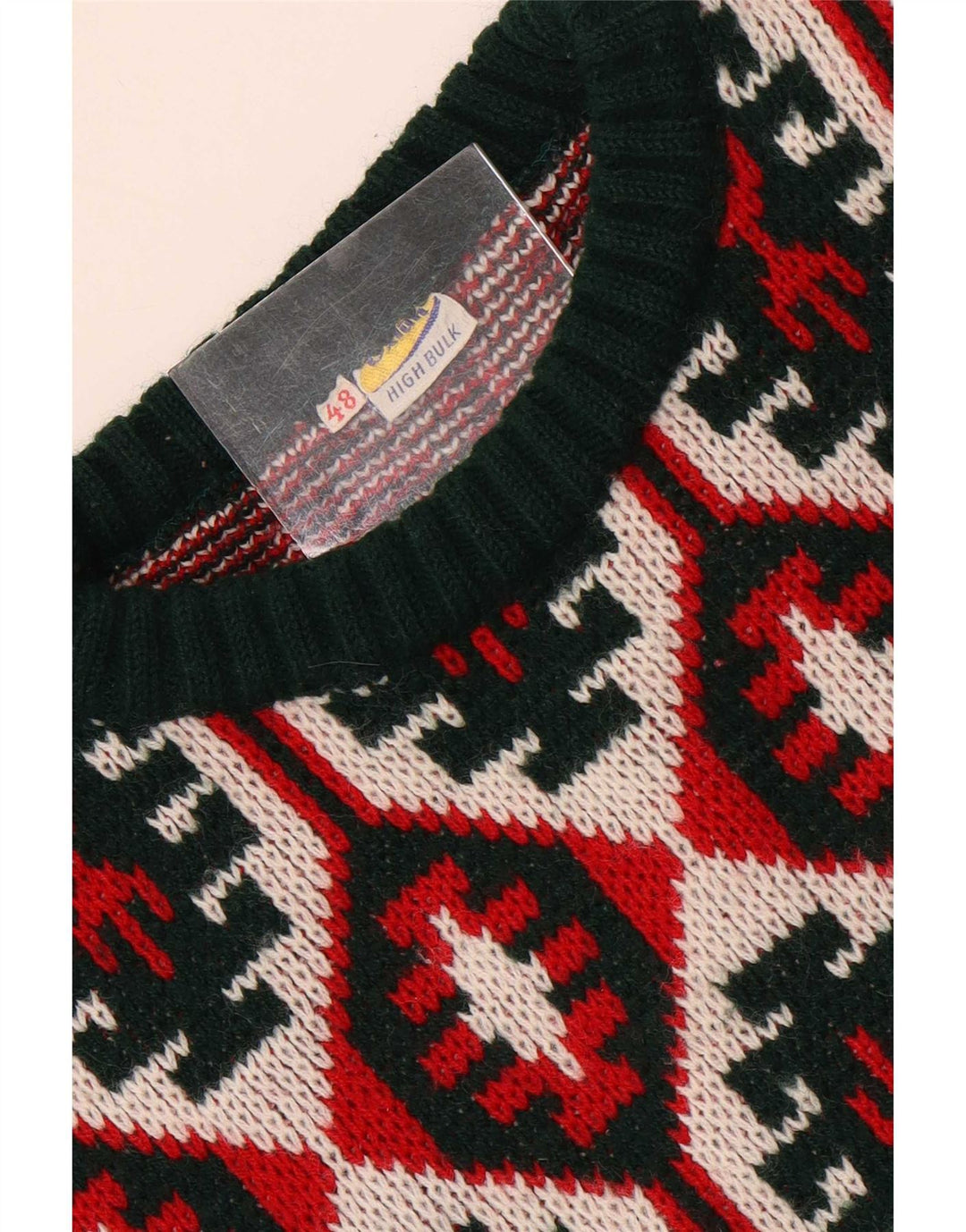 Vintage dame sweater med rund hals IT 48 XL flerfarvet geometrisk
