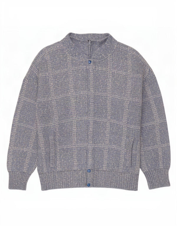 Rodes Herre Cardigan Sweater XL Blå ternet akryl