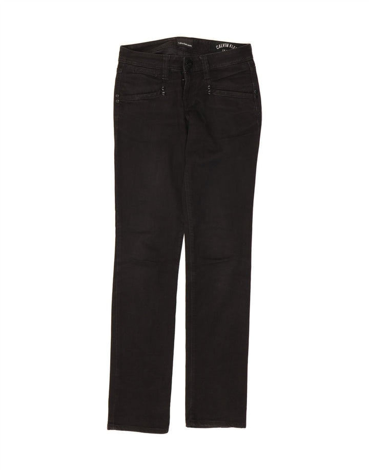 CALVIN KLEIN Womens Graphic Straight Jeans W26 L33 Black Cotton Vintage Calvin Klein and Second-Hand Calvin Klein from Messina Hembry 