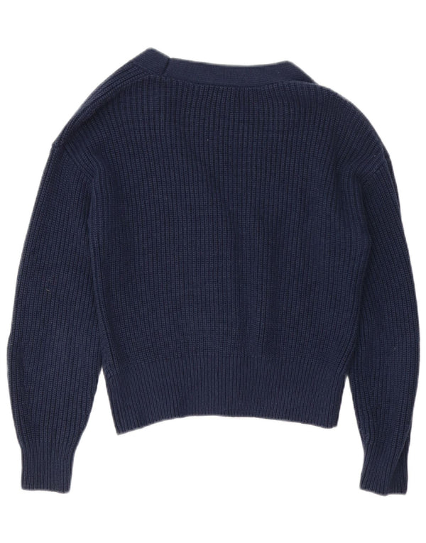 Marks & Spencer Dame Cardigan Sweater UK 10 Small Navy Blue Cotton