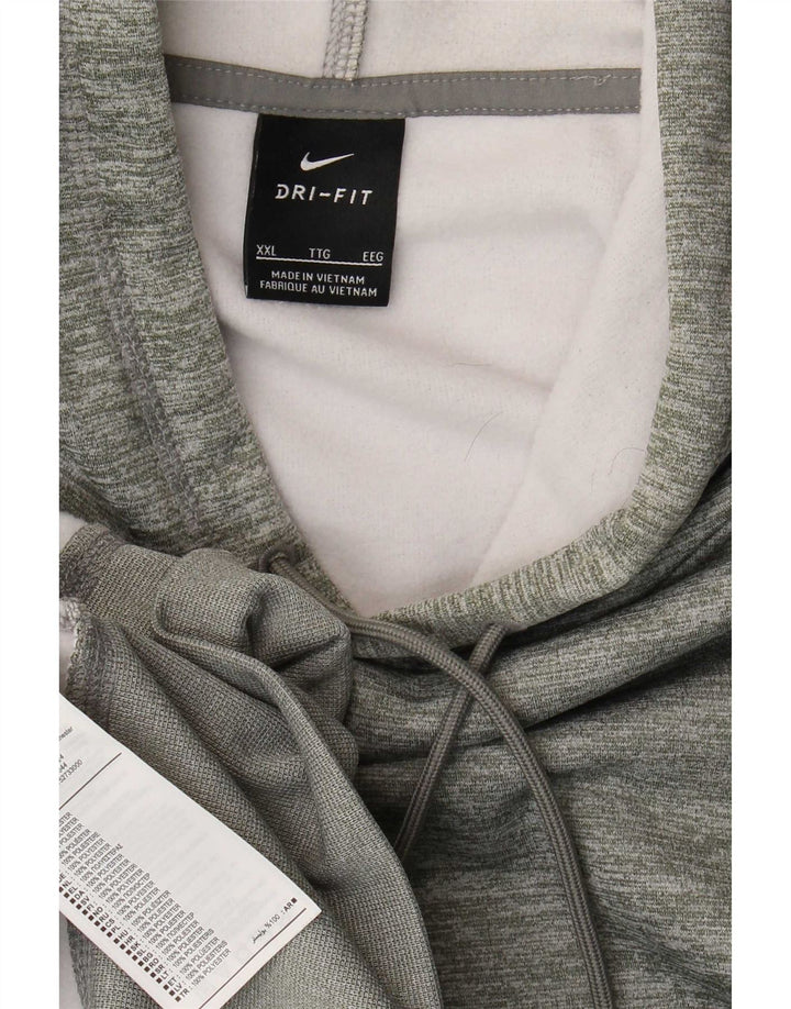 Nike Herre Dri Fit Hoodie Jumper 2XL Grøn Flecked Polyester