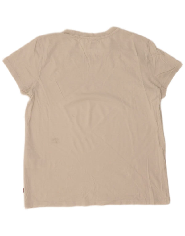 Levi's Dame Grafisk T-Shirt Top UK 14 Medium Hvid Bomuld