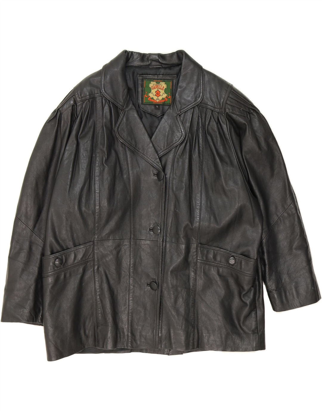 VINTAGE Womens Leather Jacket UK 14 Medium Black Leather Vintage Vintage and Second-Hand Vintage from Messina Hembry 