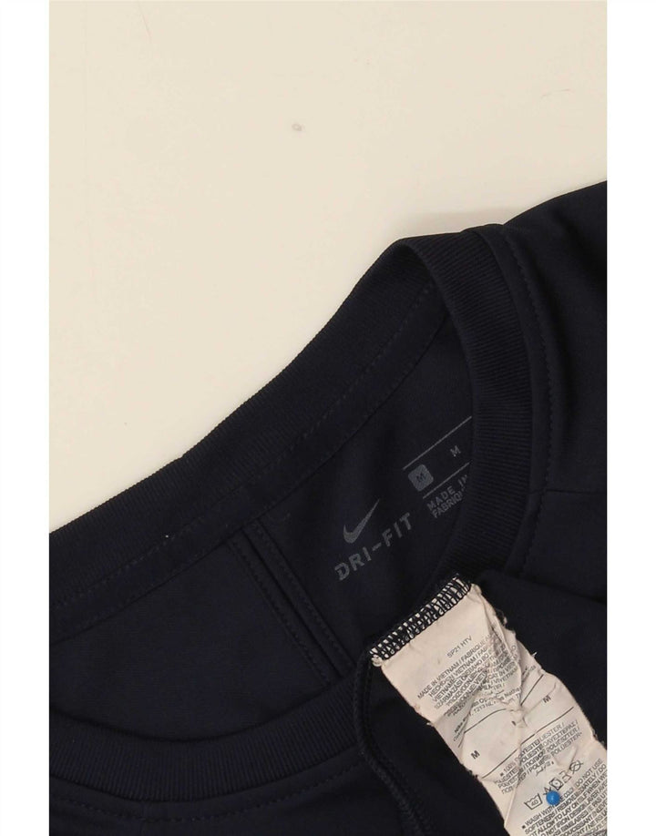 Nike Herre Dri Fit T-shirt Top Medium Marineblå Colourblock Polyester