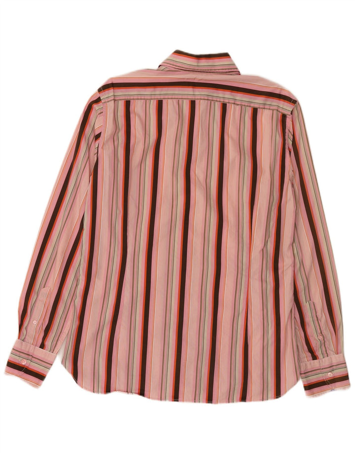 Ted Baker Herre Regular Fit skjorte størrelse 4 Large Pink Stribet Bomuld