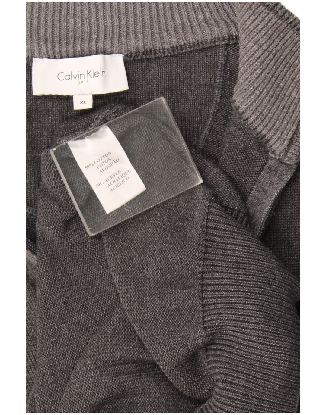 Calvin Klein Herre Zip Neck Jumper Sweater XL Grå Bomuld