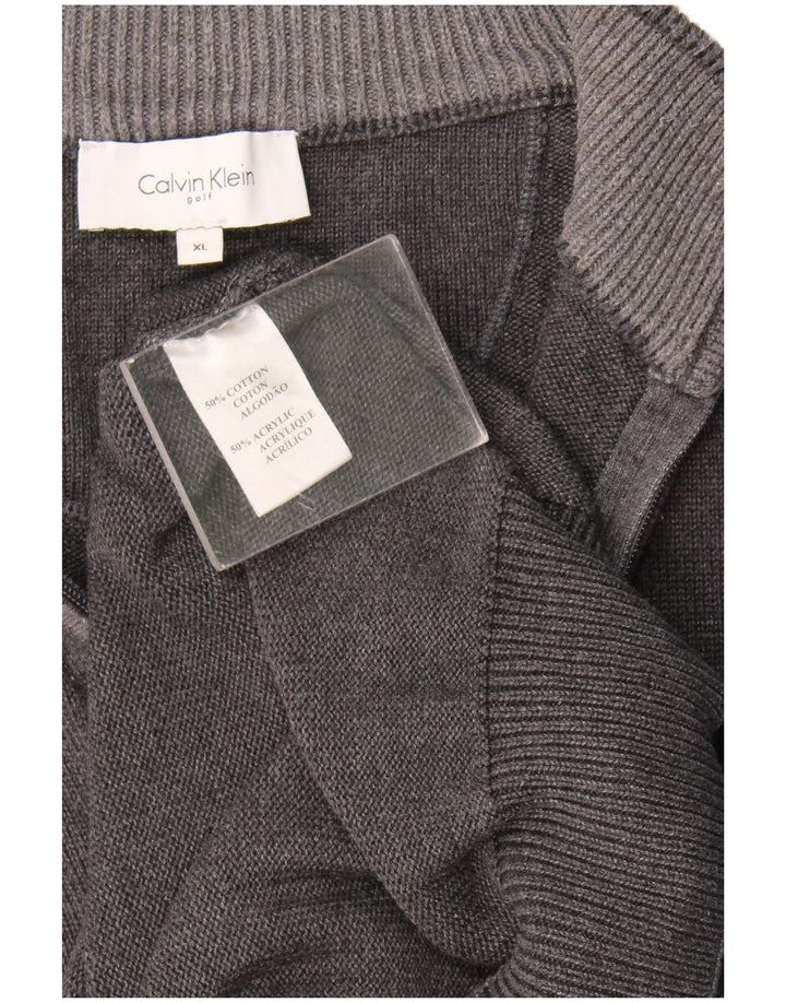 Calvin Klein Herre Zip Neck Jumper Sweater XL Grå Bomuld