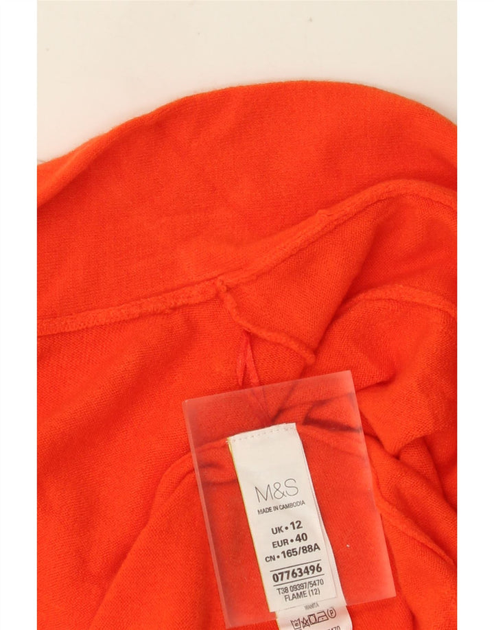 Marks & Spencer Dame Longline Åben Cardigan Sweater UK 12 Medium Orange